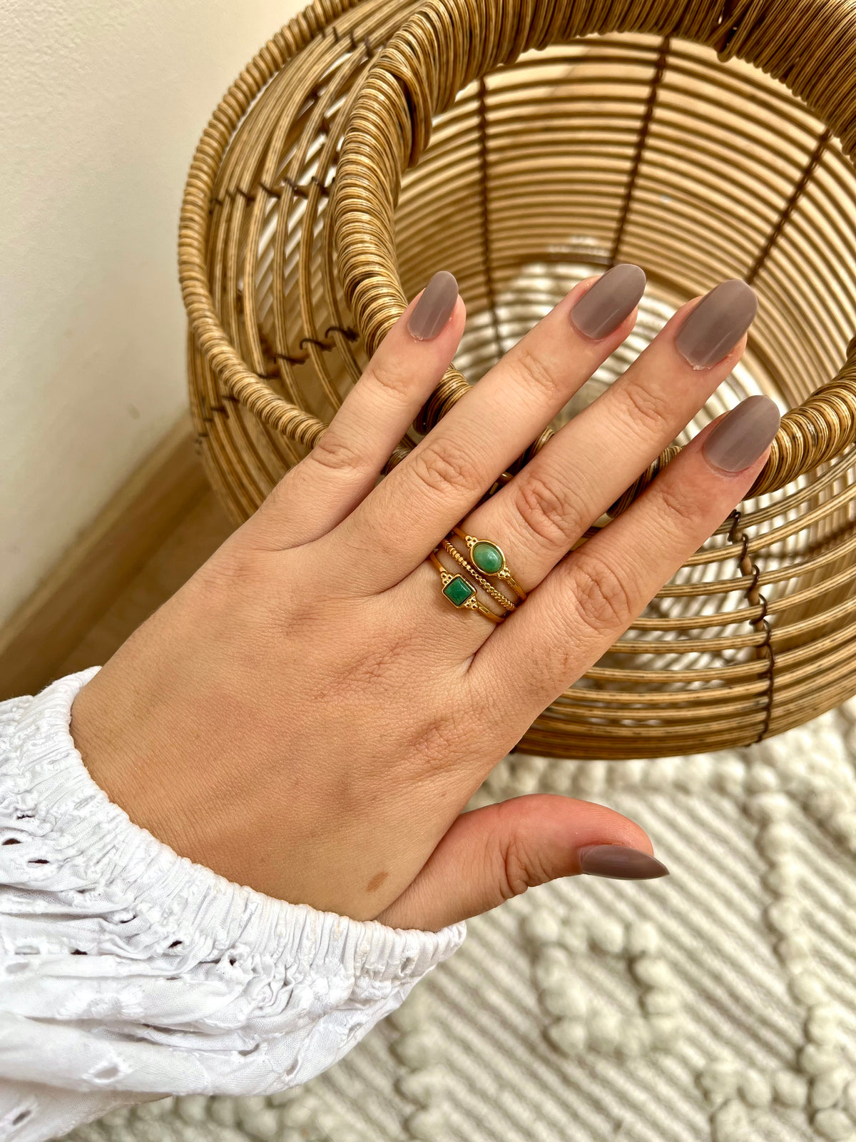 Bague double en pierres naturelles TESSA