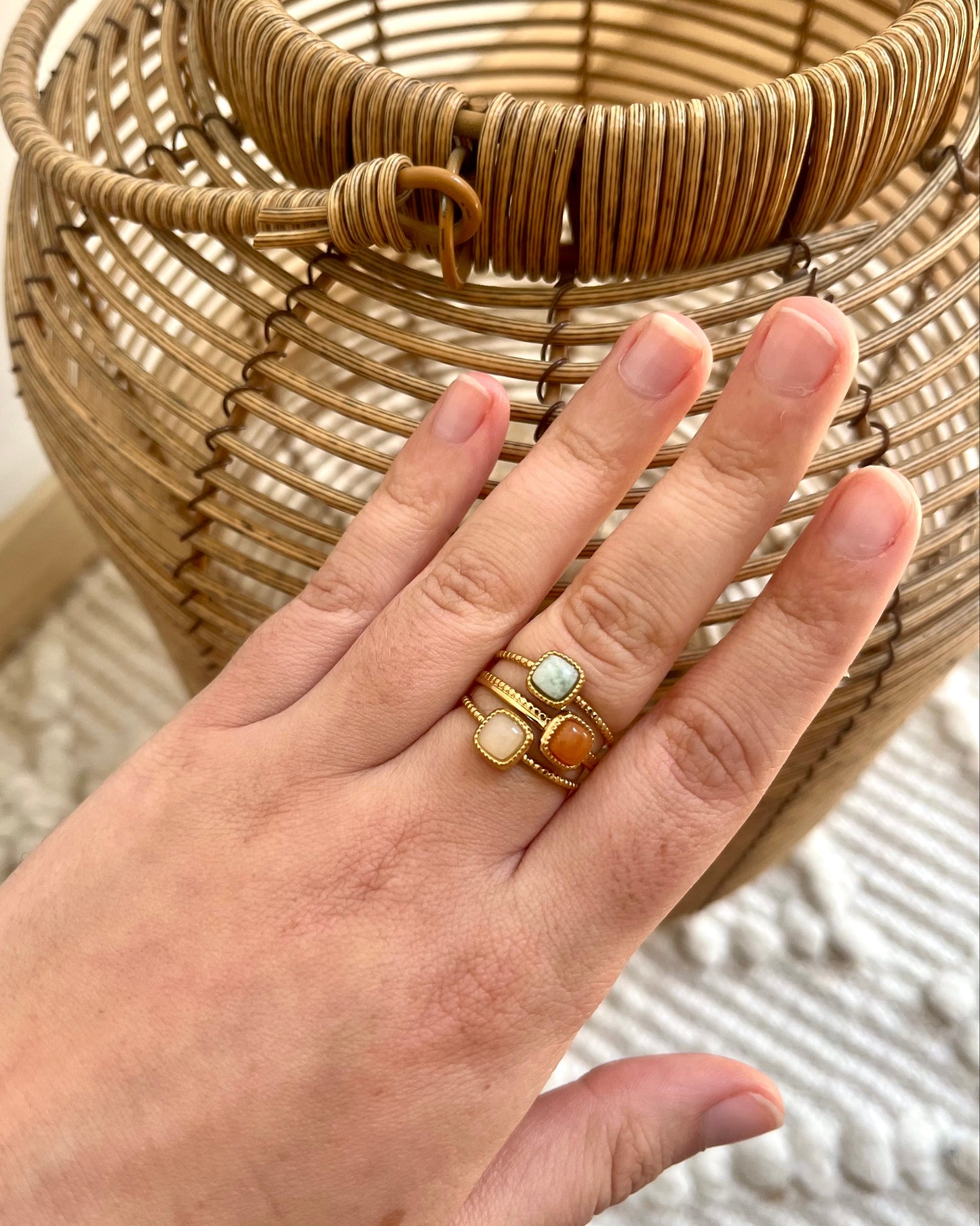 Bague trio pierres naturelles HALLY