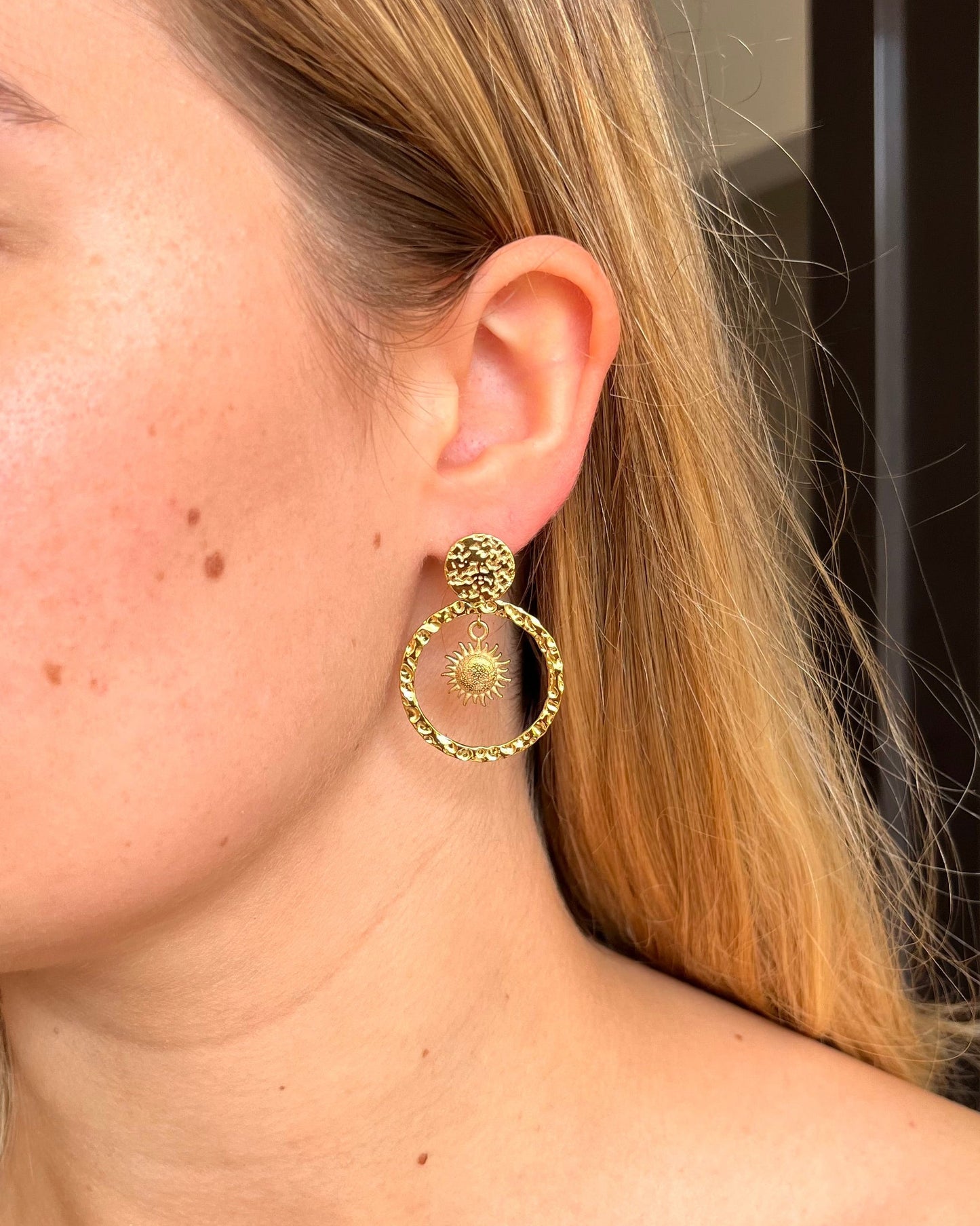 Boucles d'oreilles soleil et cercle MARCY