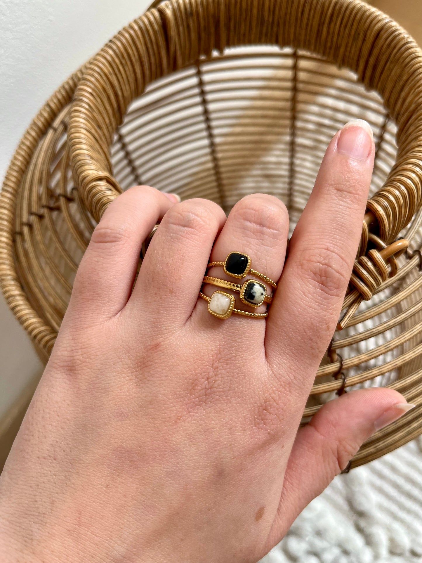 Bague trio pierres naturelles HALLY