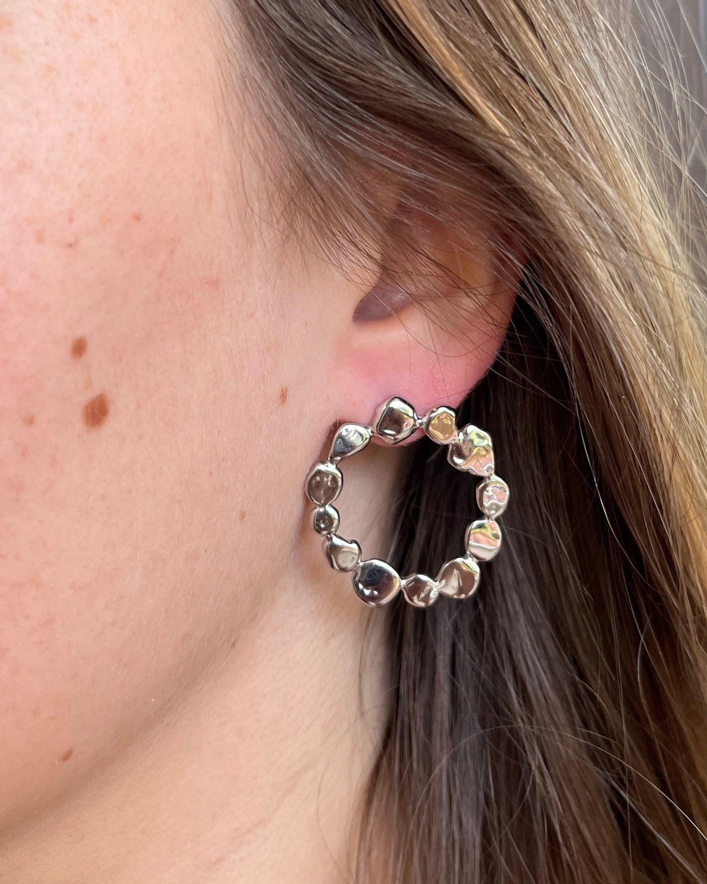 Boucles d'oreilles rondes cercles élégantes en acier inoxydable CHIARA