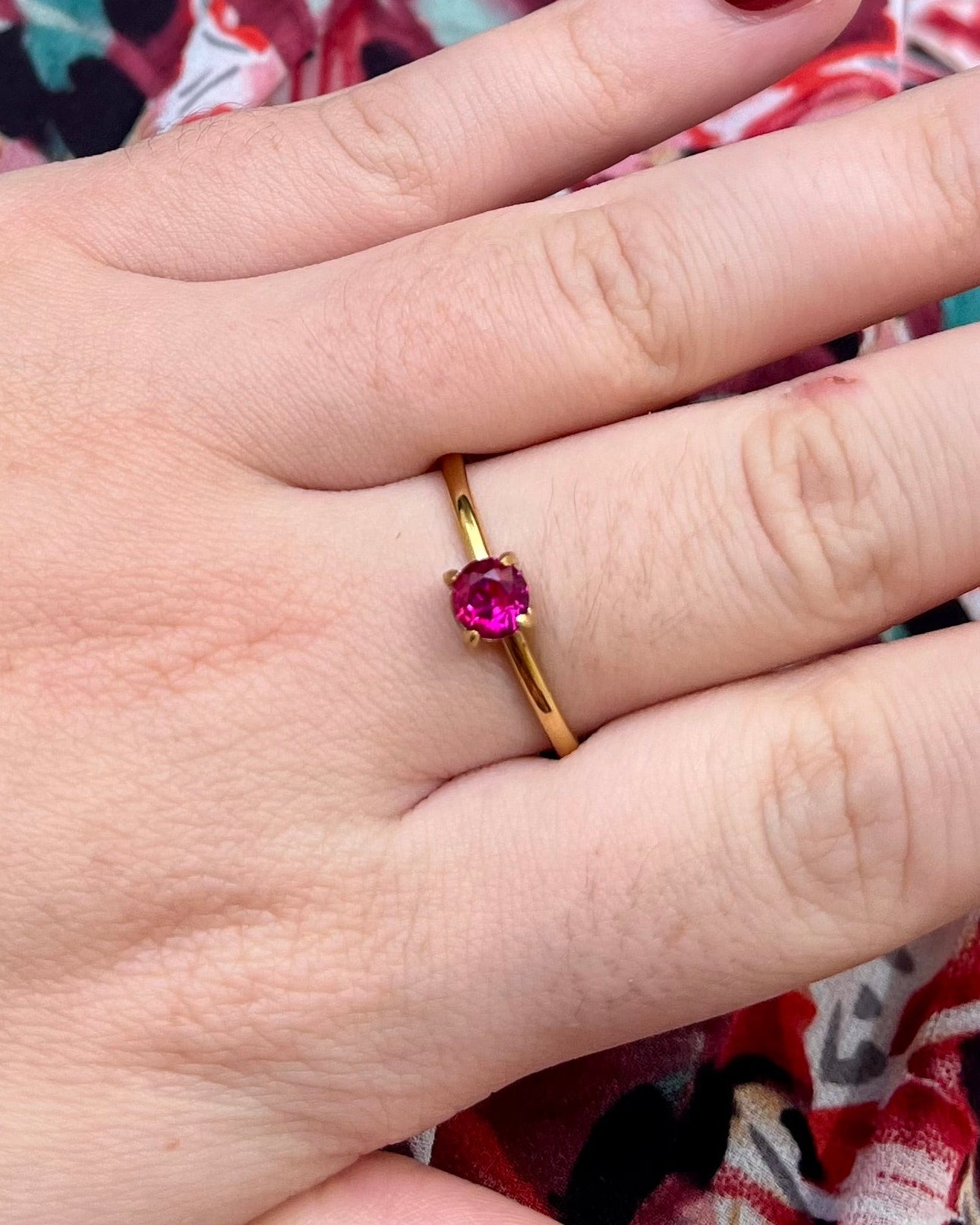 Bague strass rose Alliance Acier inoxydable ANNE