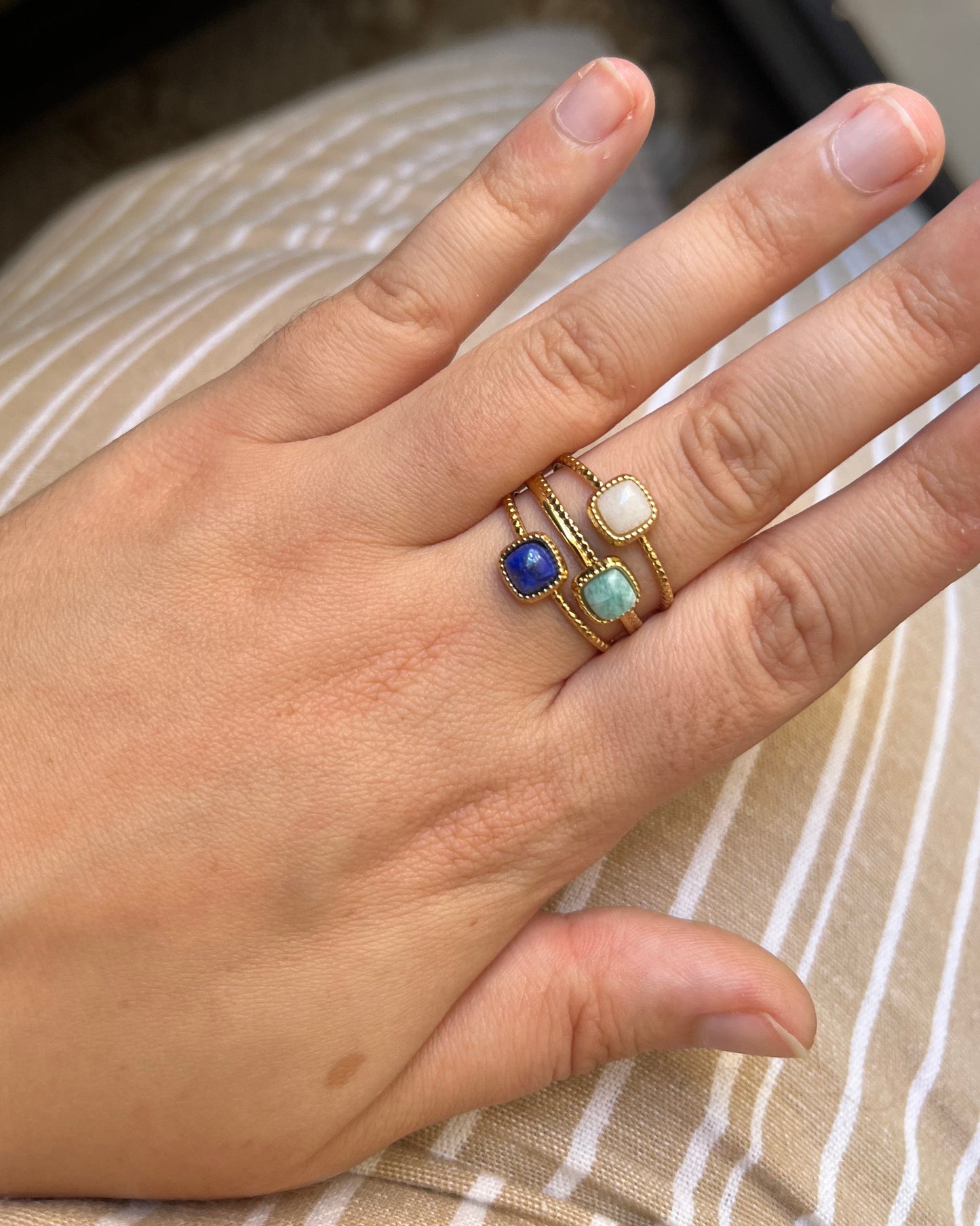 Bague trio pierres naturelles HALLY