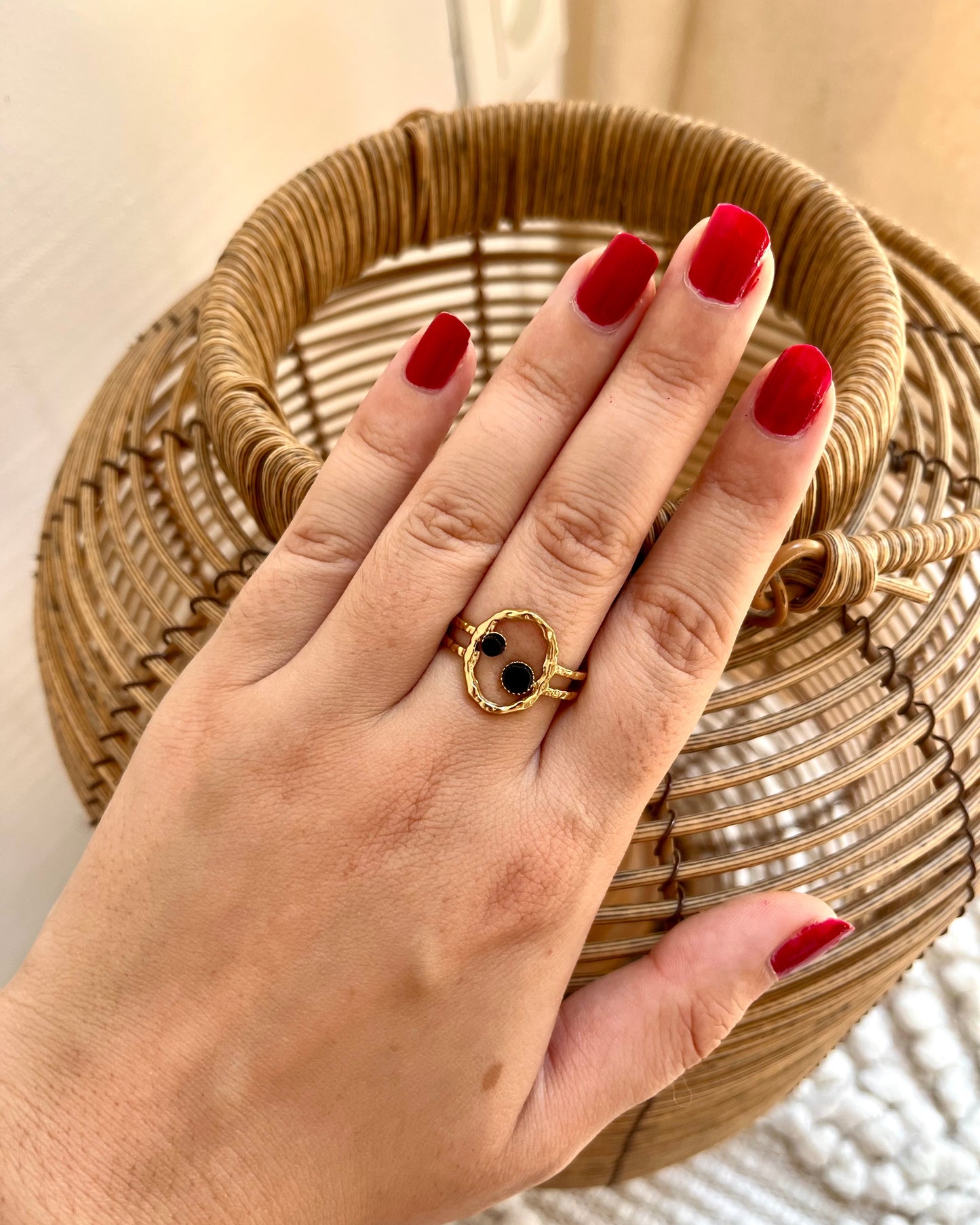 Bague double avec pierre naturelle ZELIE