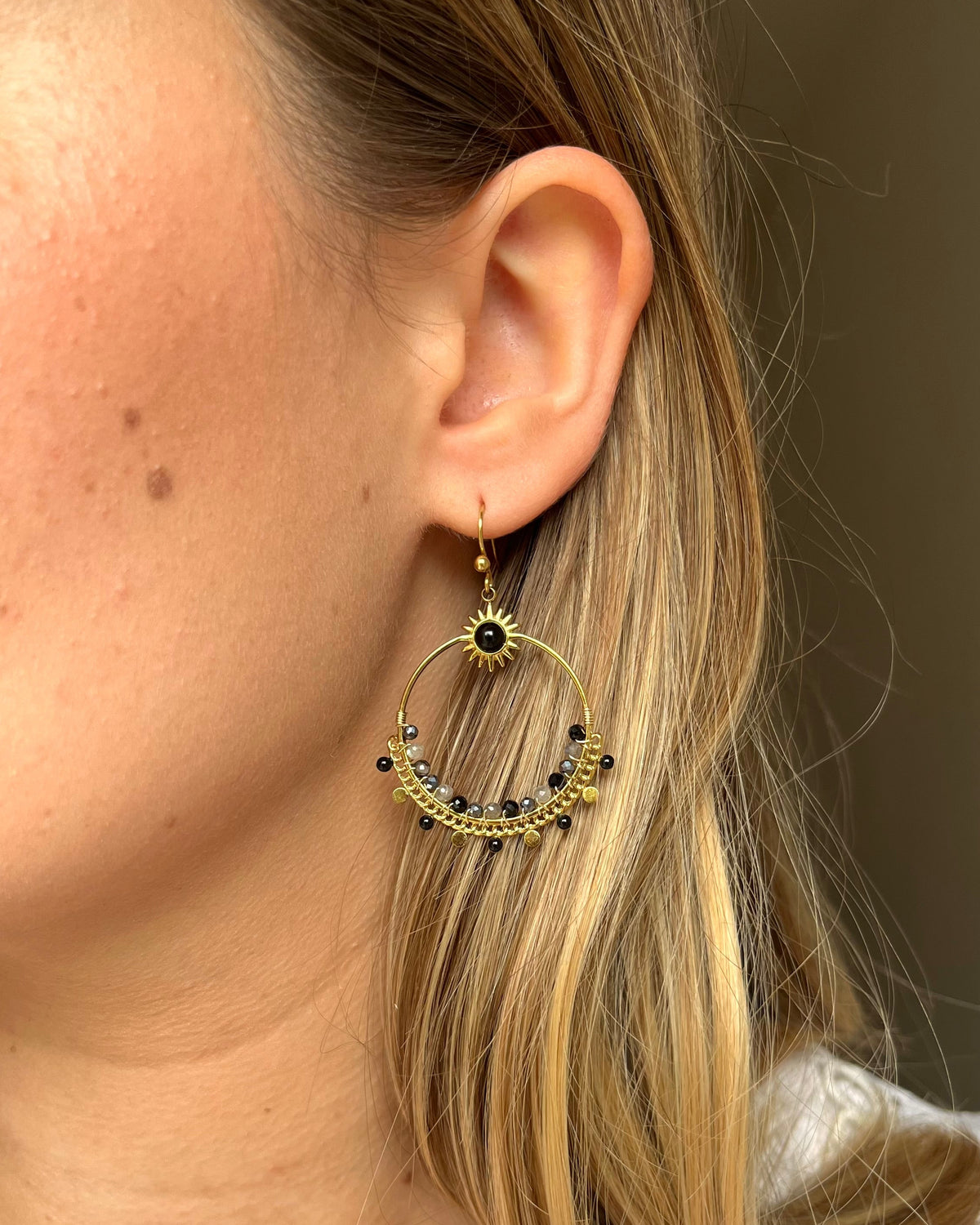 Boucles d'oreilles en pierres naturelles soleil ODILE
