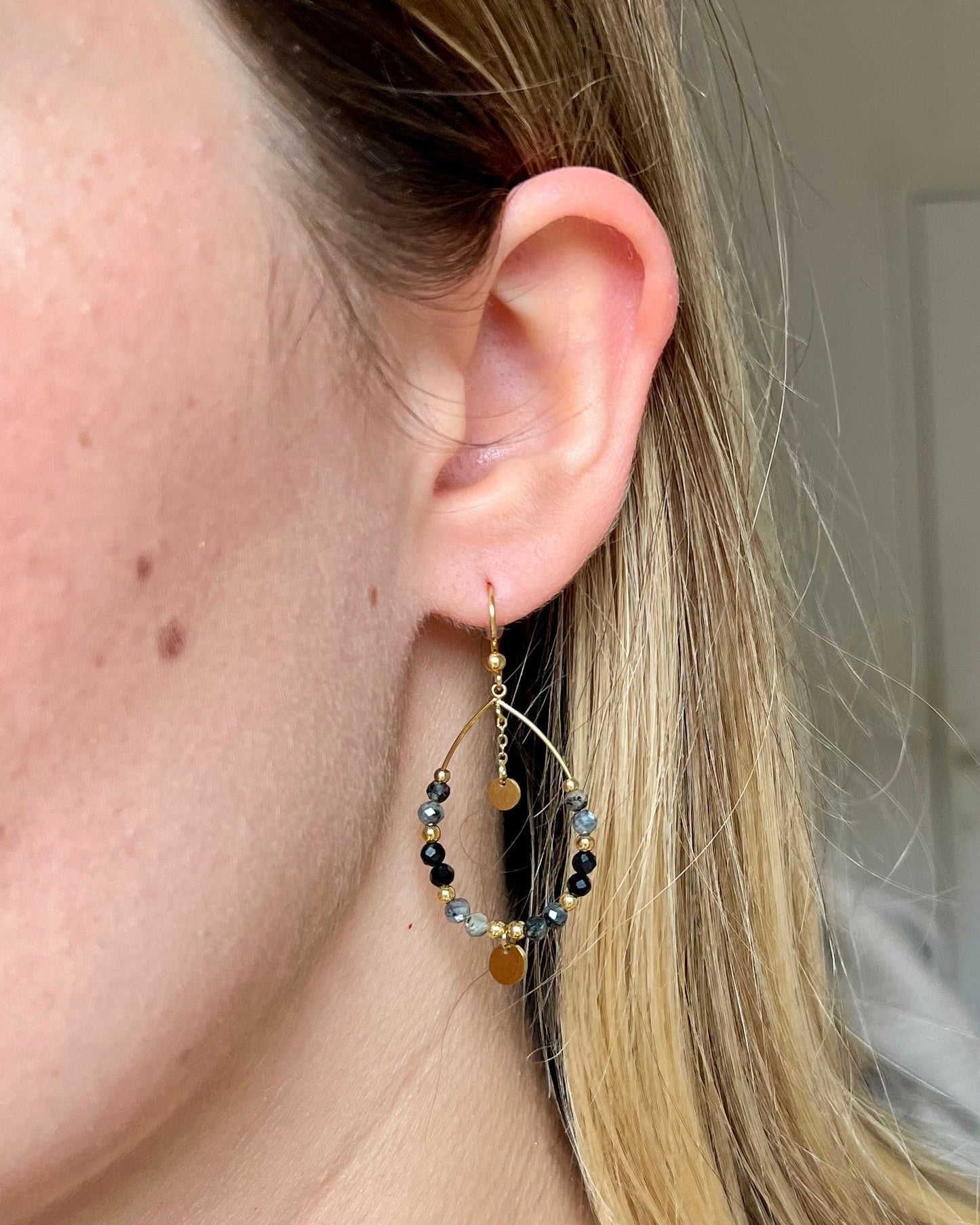 Boucles d'oreilles pierres naturelles et pastille PONNY