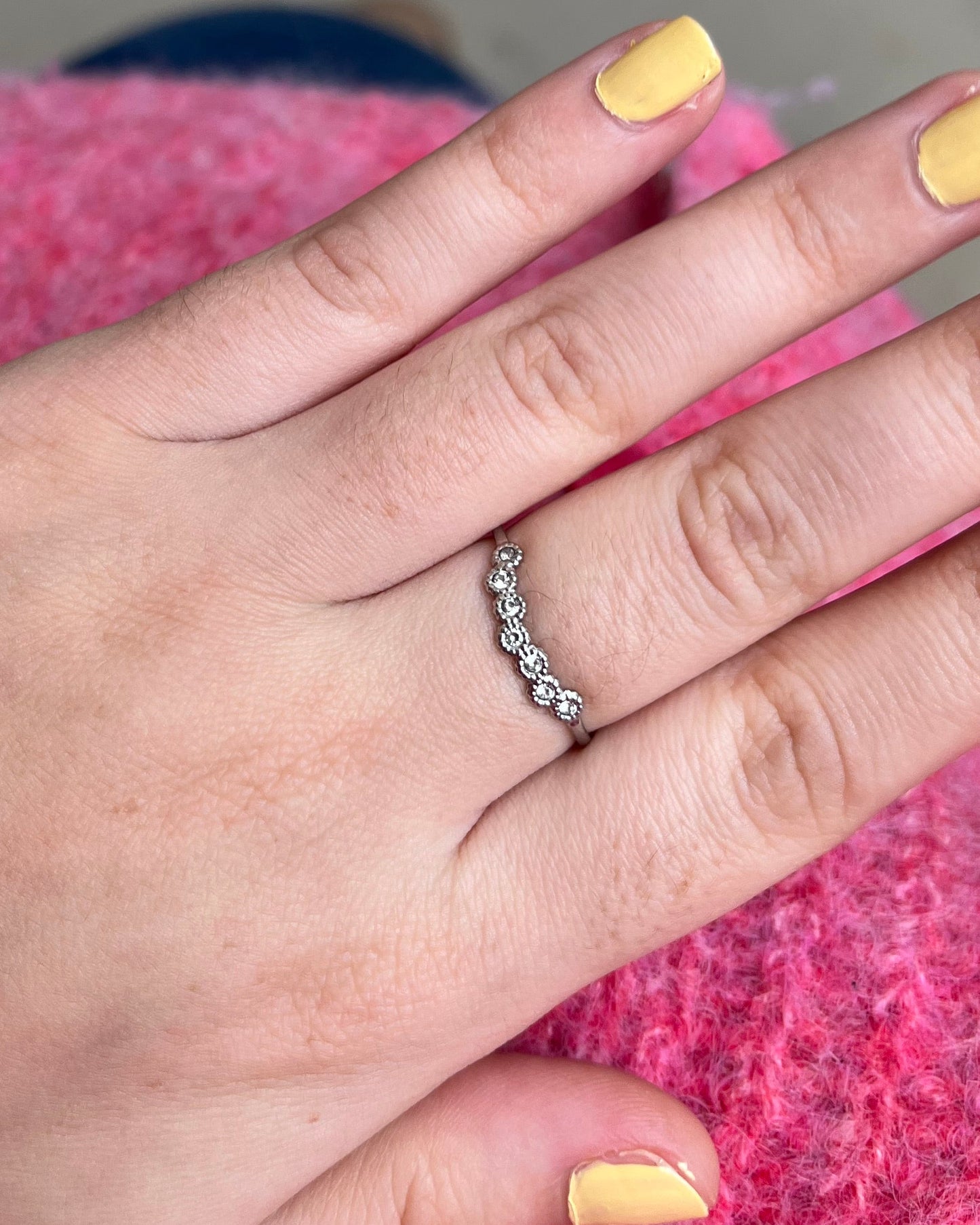 Bague argentée strass acier inoxydable MIZA