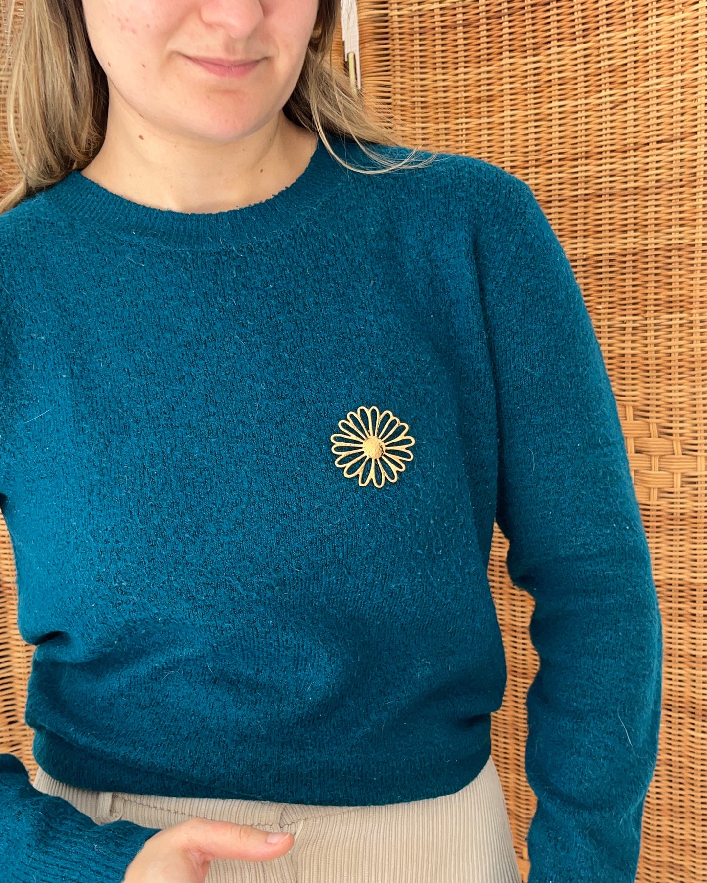 Pins broche Fleur Marguerite en acier inoxydable