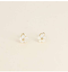 Puces d'oreilles fleurs blanches en nacre Acier inoxydable EMMA