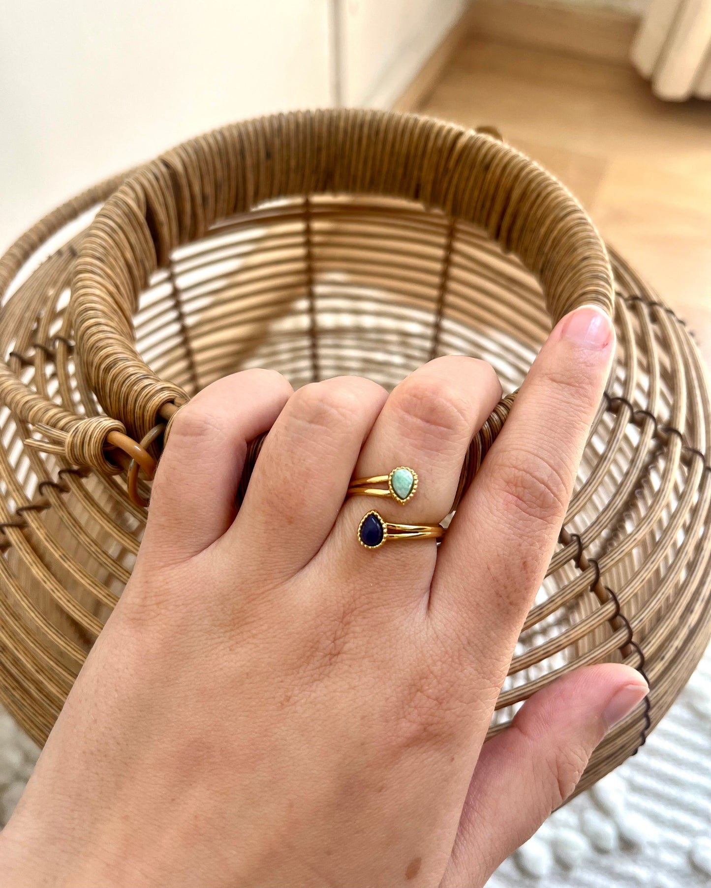 Bague duo pierres naturelles TANDEM