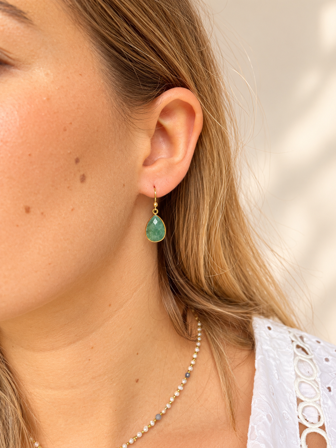 Boucles d'oreilles en pierres naturelle goutte EDNA