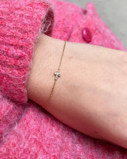 Bracelet petite croix chrétienne avec strass MINI MADELEINE