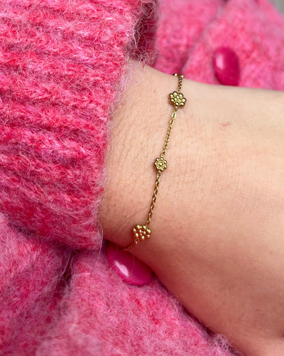 Bracelet doré avec petites fleurs acier inoxydable - MELISSA