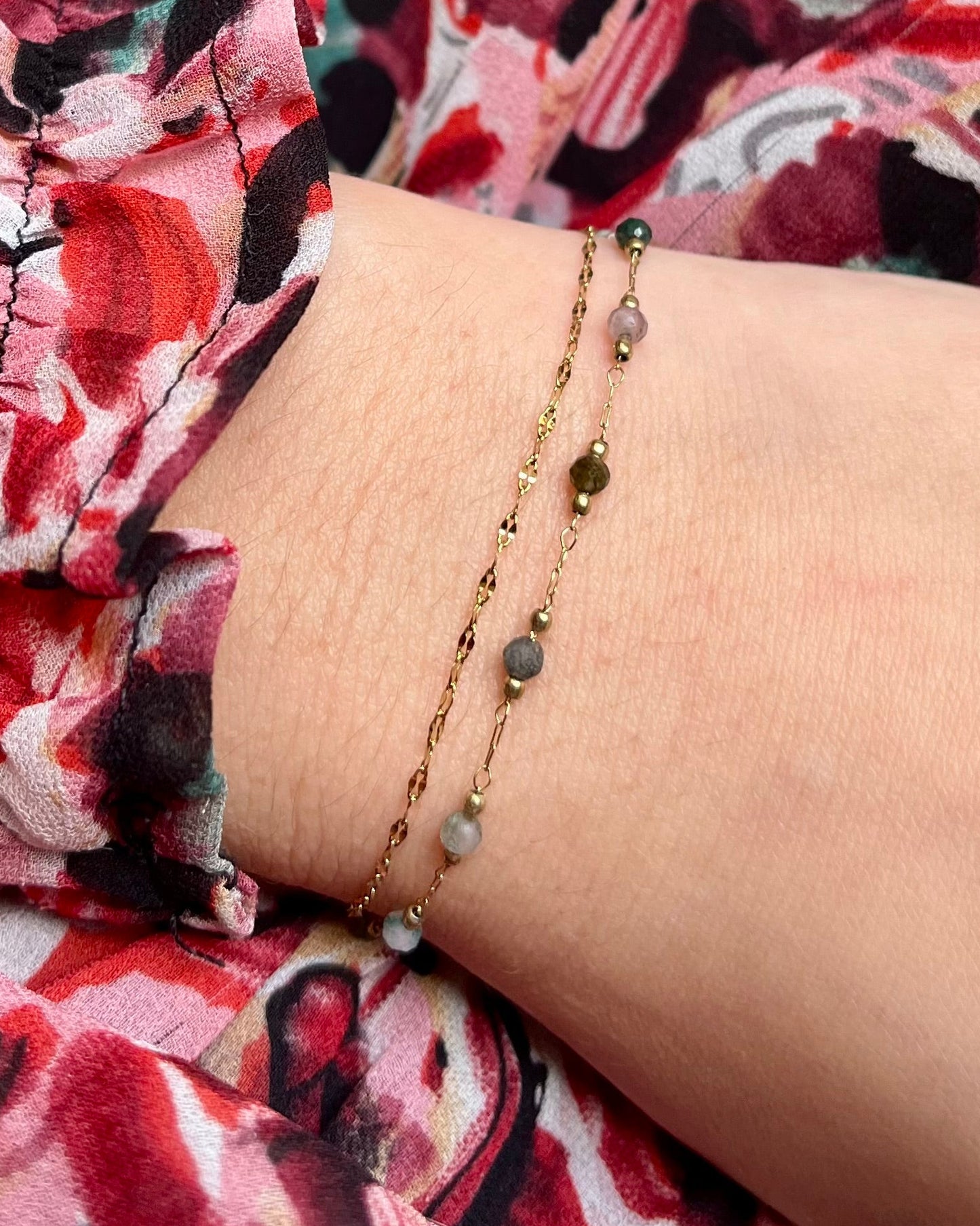 Bracelet double pierres naturelles agates indiennes AMAYA