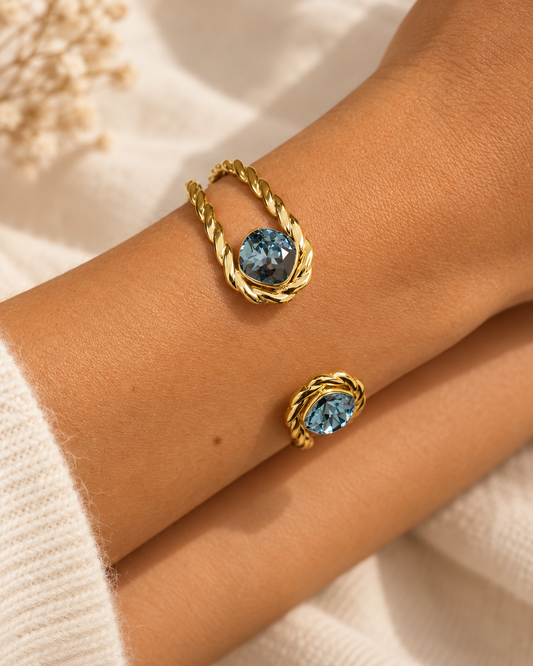 Précommande Jonc 2 rangs torsadés cristaux de Swarovski®