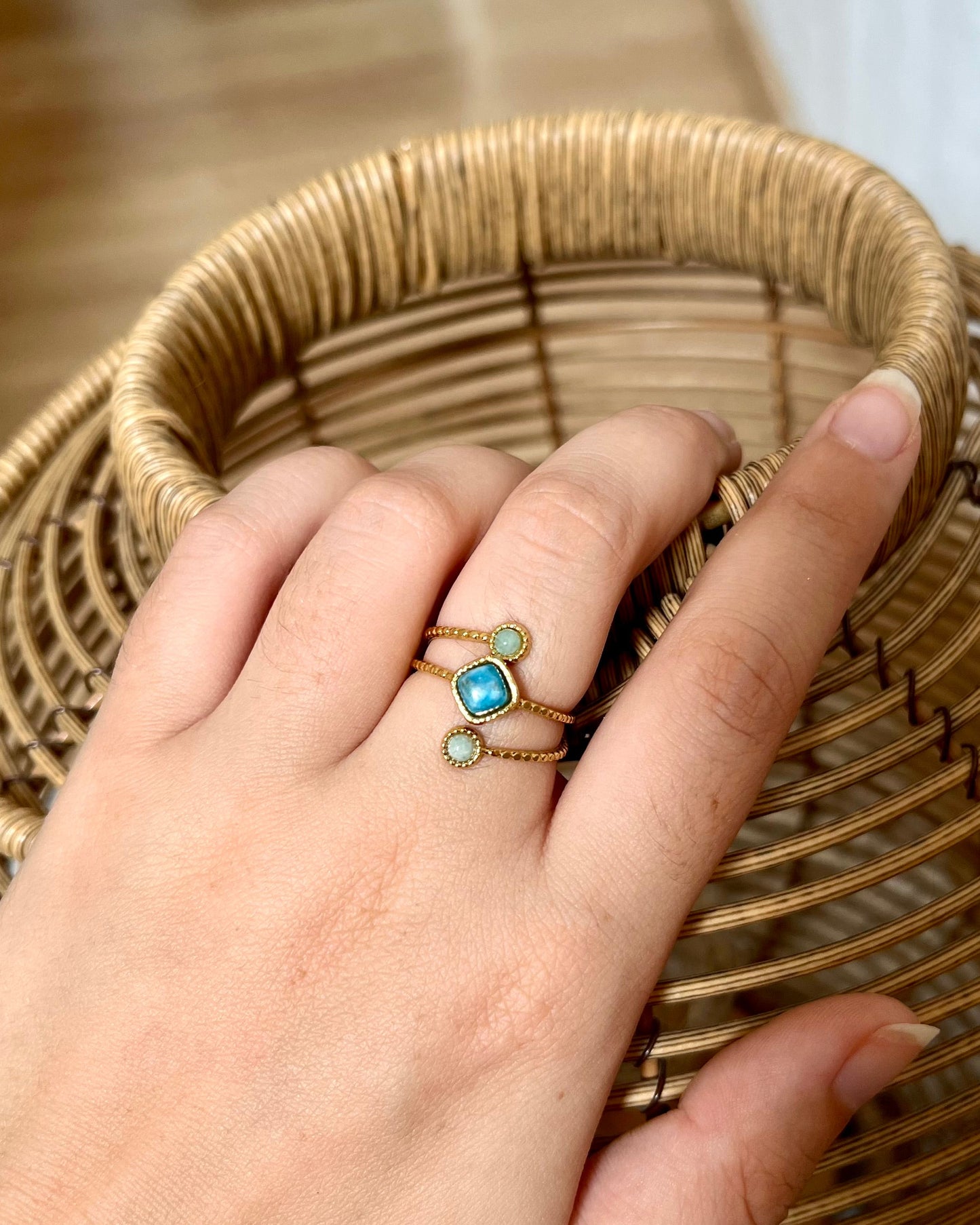 Bague 3 pierres naturelles APAS