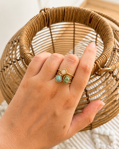 Bague avec 3 pierres naturelles GAIA
