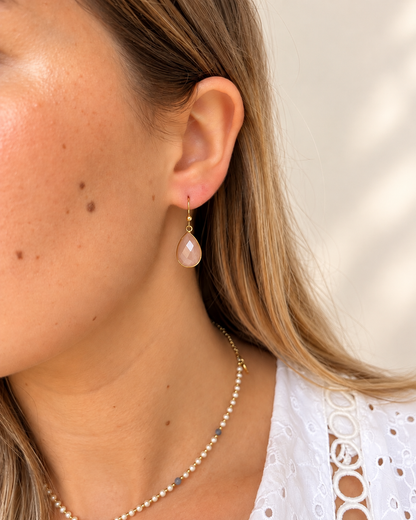 Boucles d'oreilles en pierres naturelle goutte EDNA