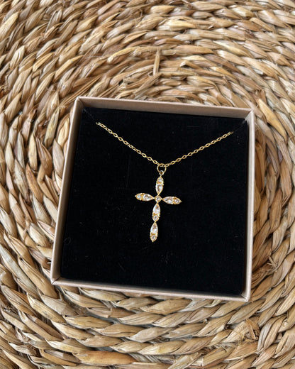 Collier croix chrétienne avec strass en acier RHODA