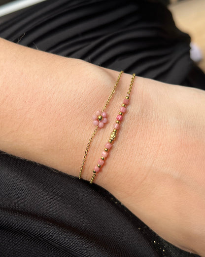 Bracelet double pierres naturelles fleur FLORA