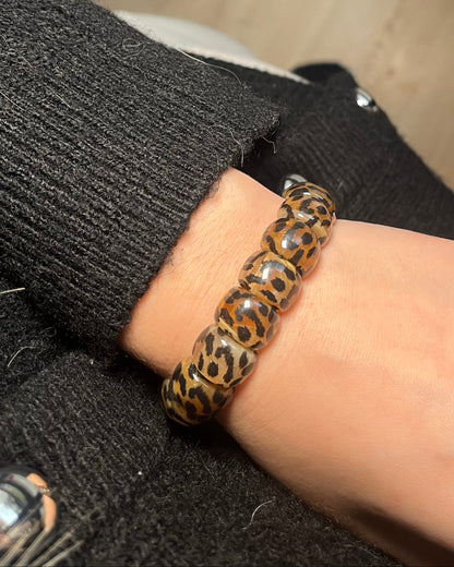 Bracelet résine élastique léopard MARTINE