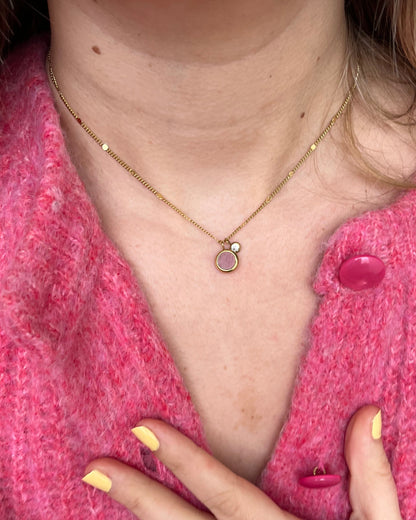 Collier avec pendentif rhodonite pierre naturelle TALINA