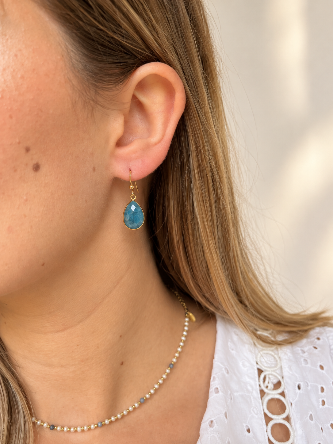 Boucles d'oreilles en pierres naturelle goutte EDNA