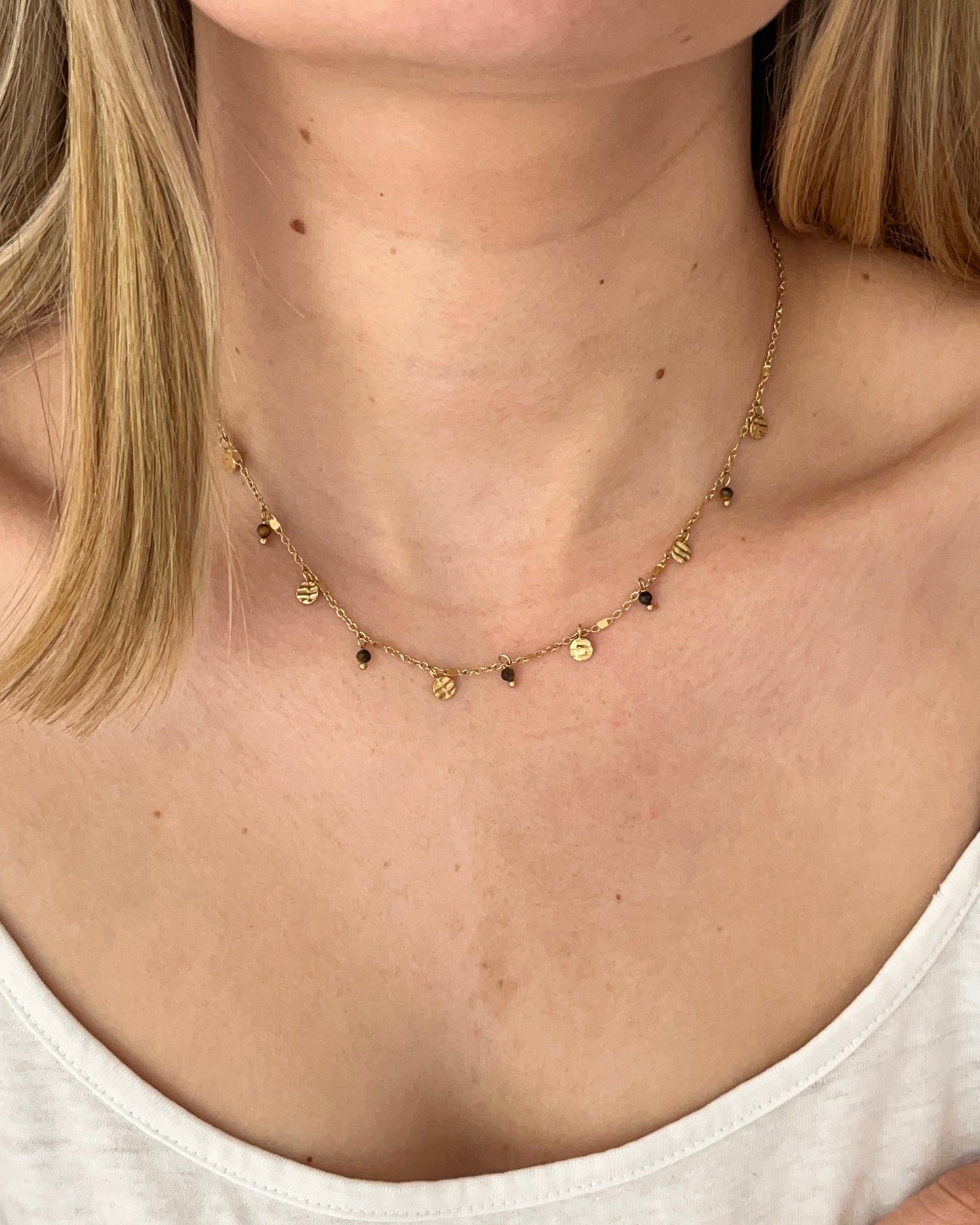 Collier avec pampilles oeil de tigre DAKOTA