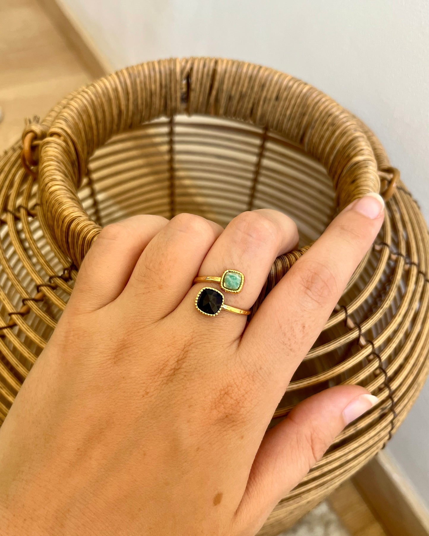 Bague double en pierres naturelles DELIA