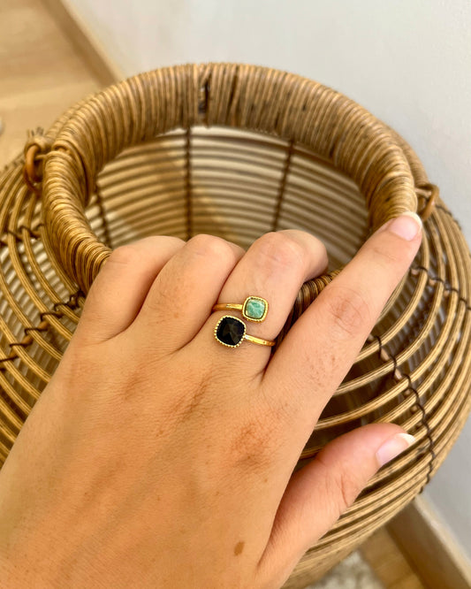 Bague double en pierres naturelles DELIA