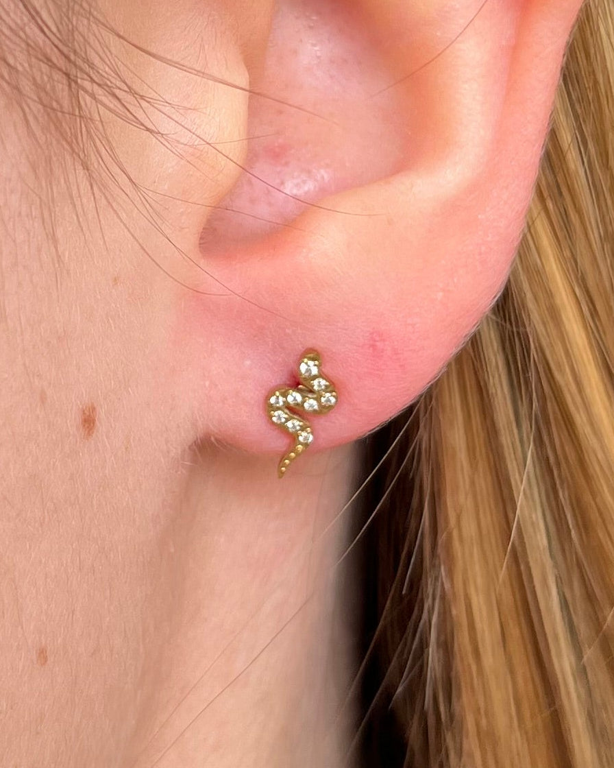 Puces d'oreilles Serpent avec strass Acier inoxydable  - SERPENT