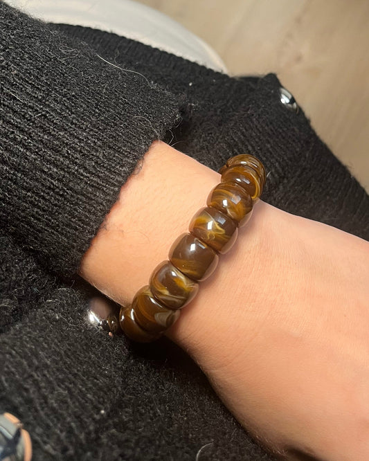Bracelet résine marron élastique MARTINE