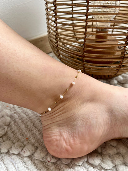 Bracelet de cheville soleil perles d'eau douce NOA