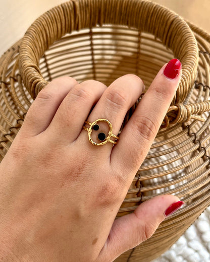 Bague double avec pierre naturelle ZELIE