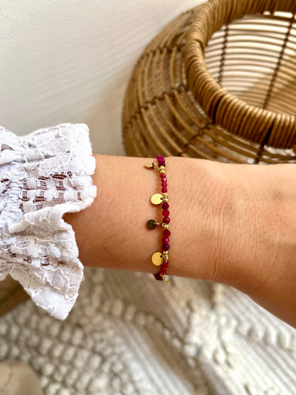 Bracelet avec pampilles rondes en pierres naturelles PONNY