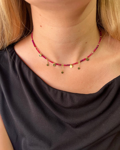 Collier avec pampilles rondes en pierres naturelles PONNY