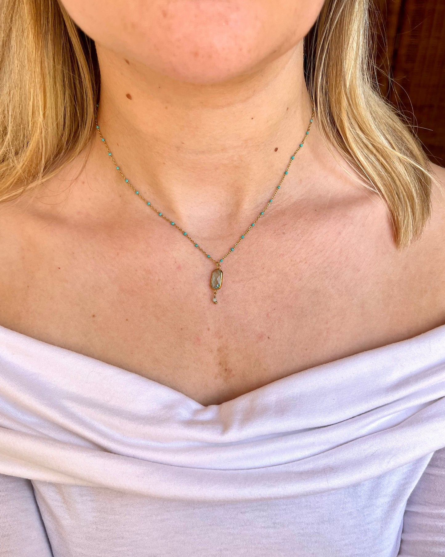 Collier cristal et pierre CLAIRE