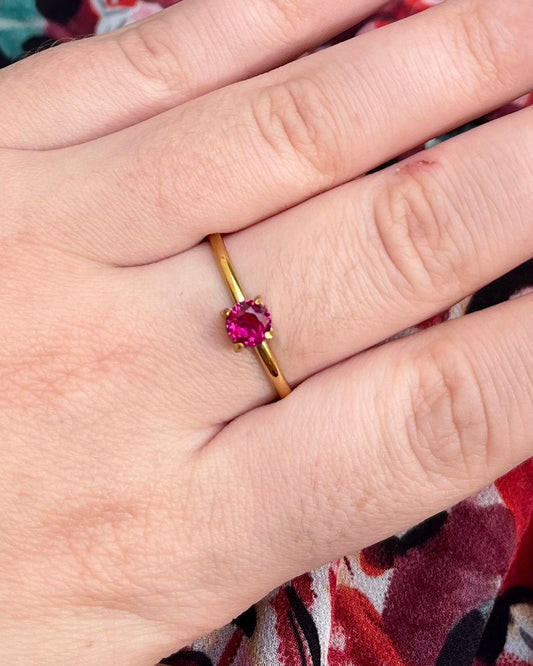 Bague strass rose Alliance Acier inoxydable ANNE