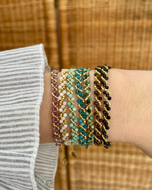 Bracelet tressé pierres naturelles RIO