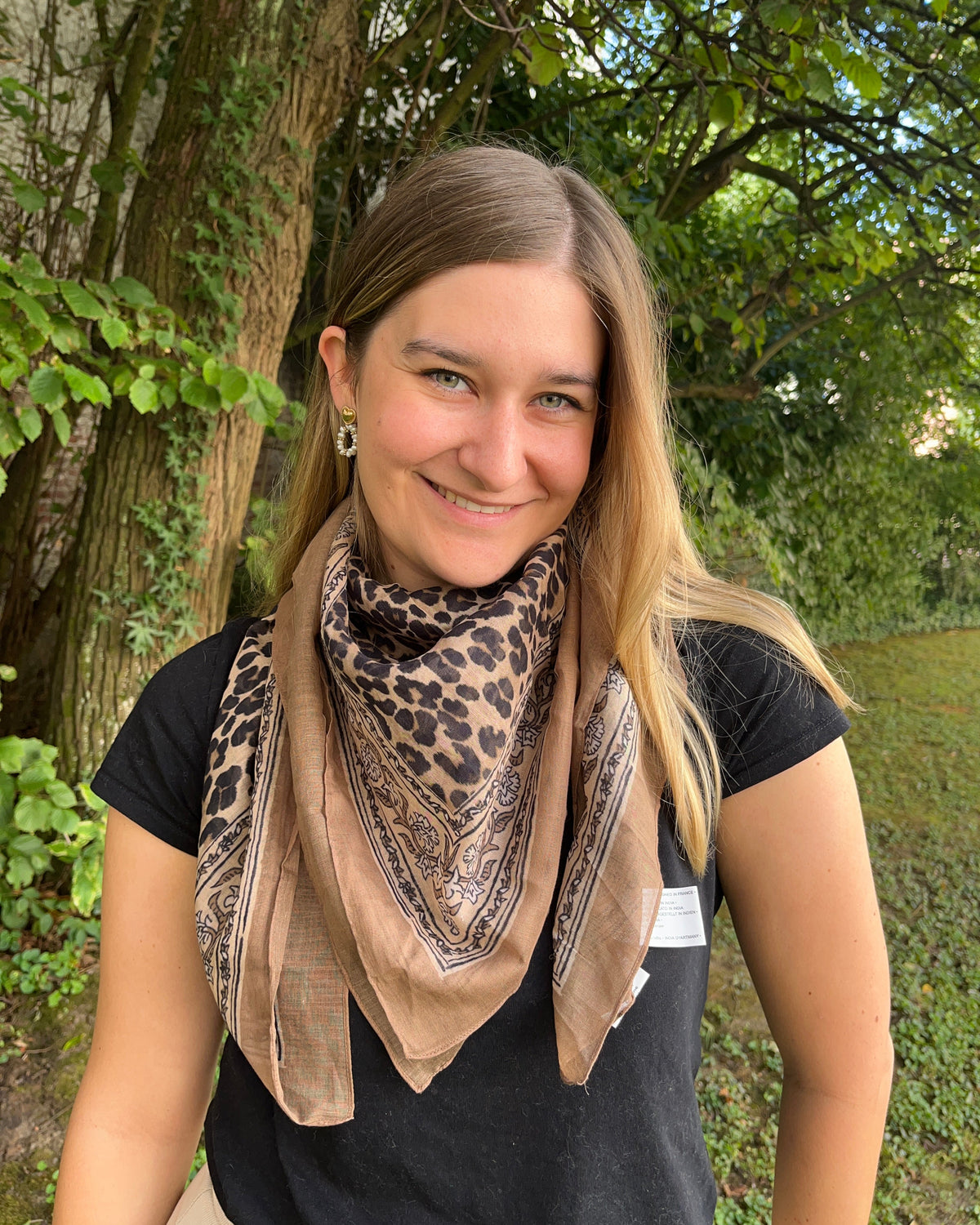 Foulard marron léopard LEONIE