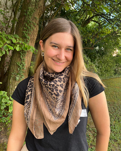 Foulard marron léopard LEONIE