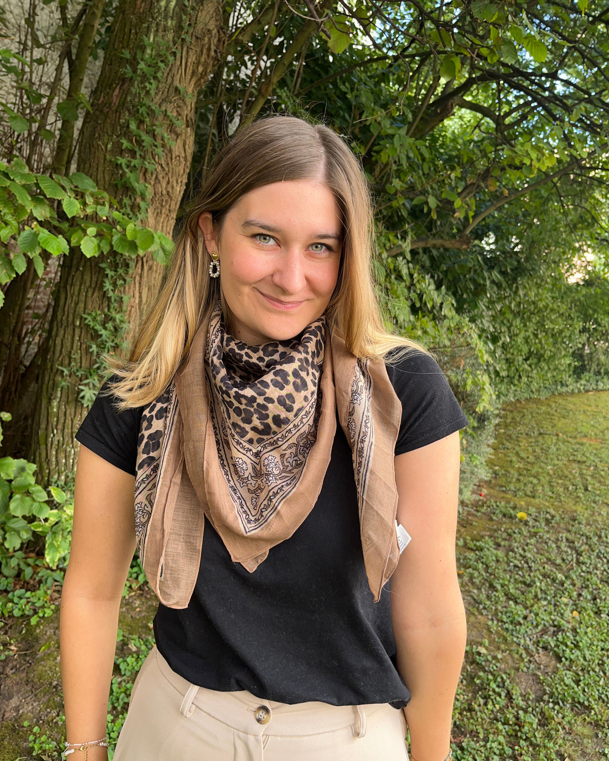 Foulard marron léopard LEONIE