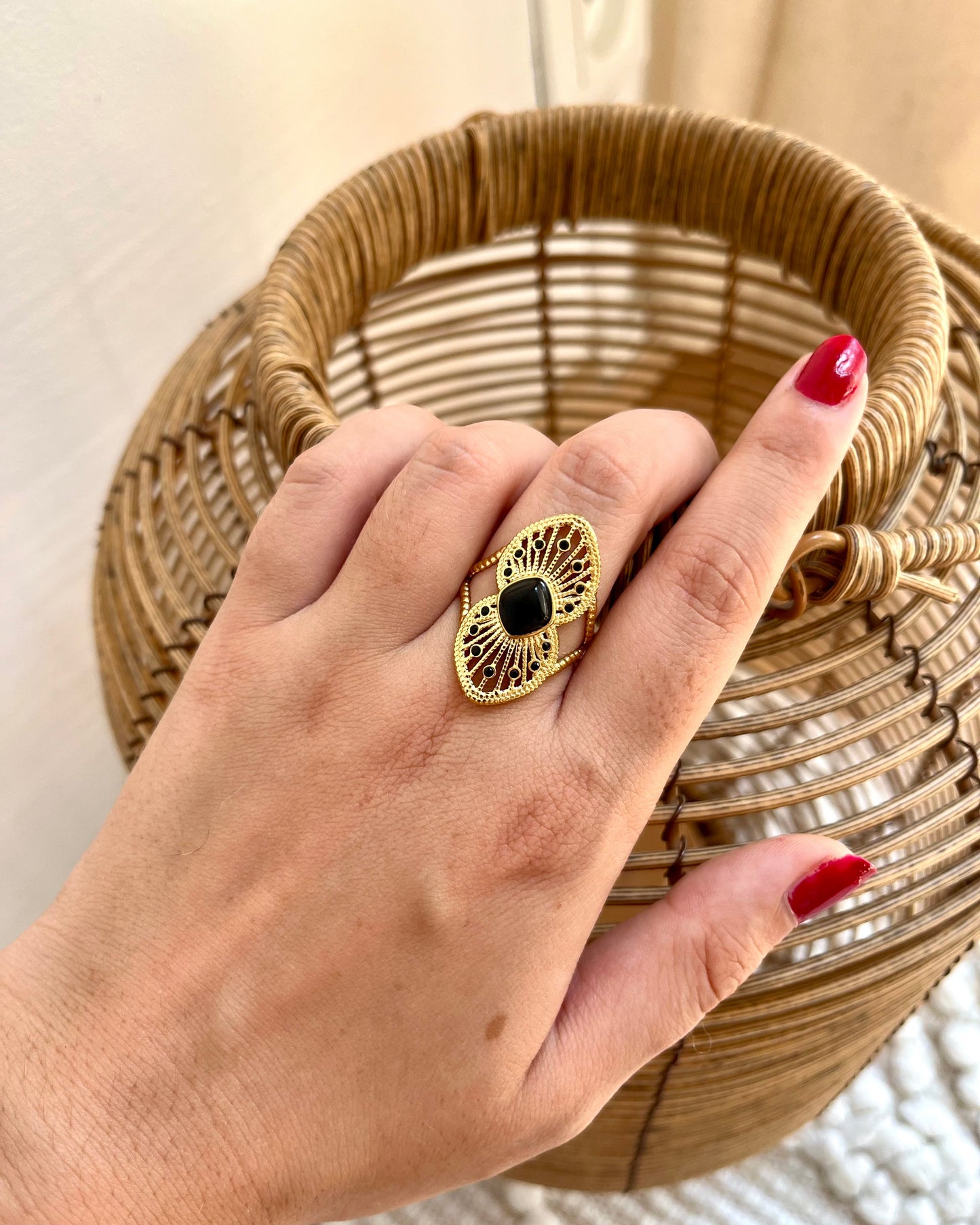 Bague strass et pierre naturelle ASTRID