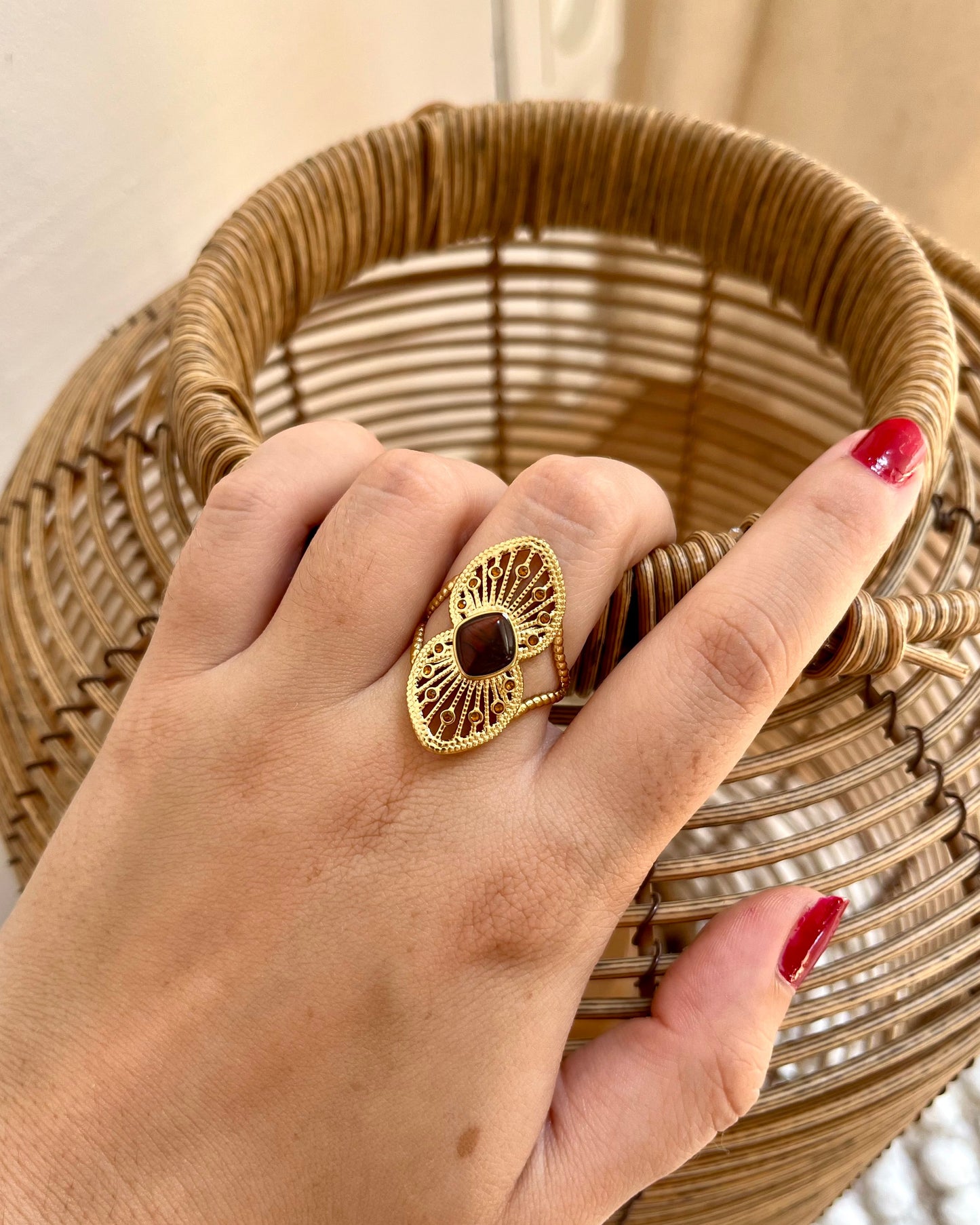 Bague strass et pierre naturelle ASTRID