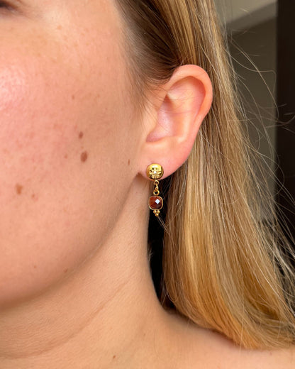 Boucles d'oreilles pierre naturelle et rond LOLITA