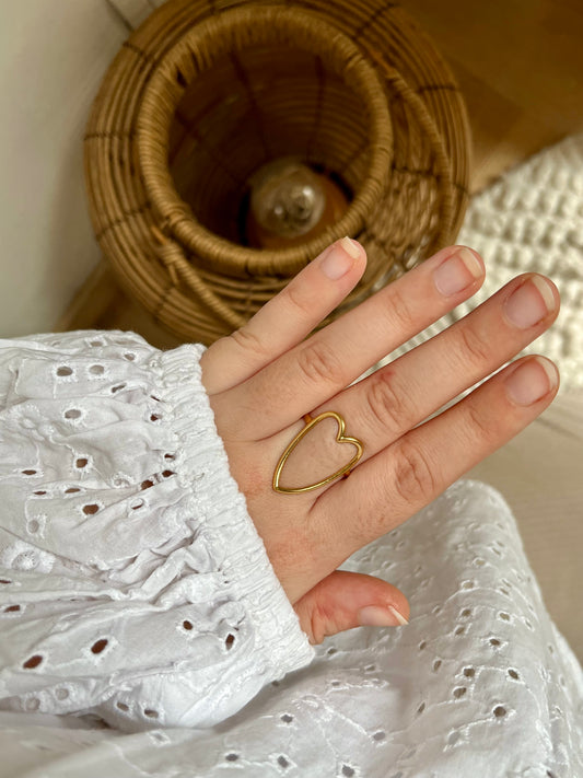 Bague dorée coeur Acier inoxydable TESS