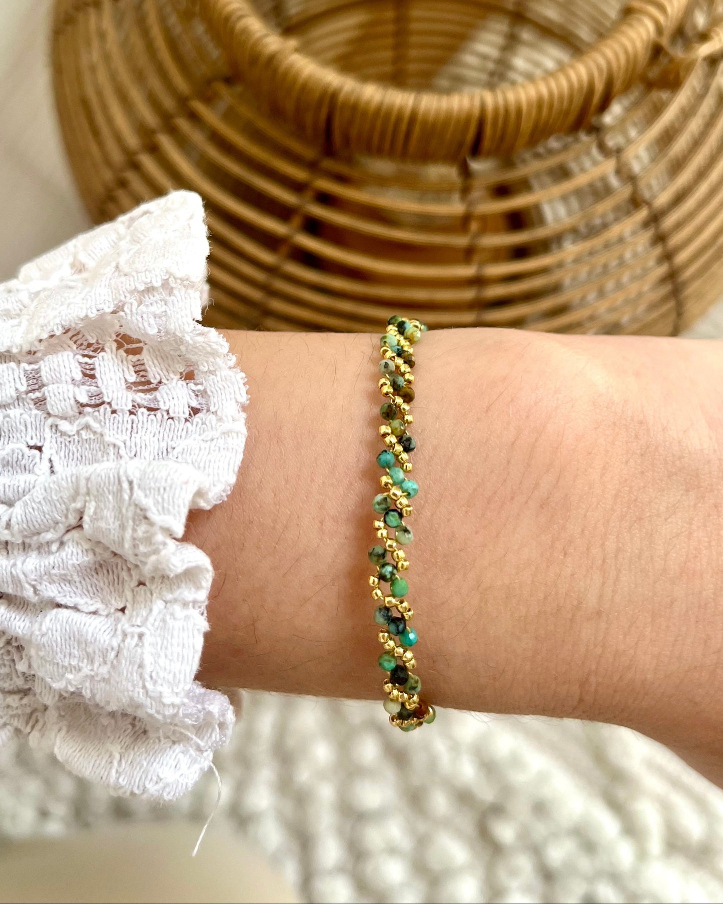 Bracelet tressé pierres naturelles RIO