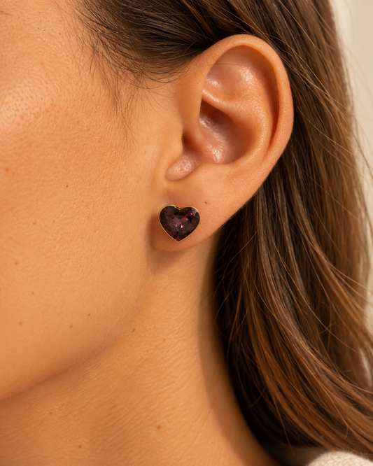 Précommande Puces coeur avec cristal de Swarovski COCO