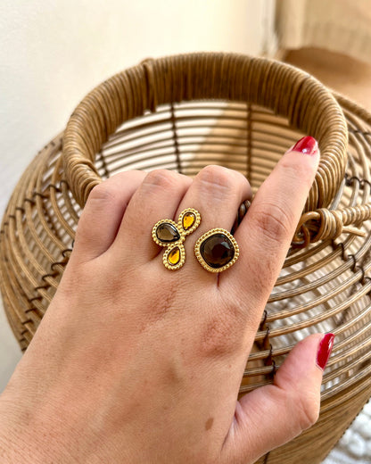 Bague ouverte pâte de verre colorée ORA