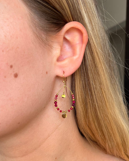 Boucles d'oreilles pierres naturelles et pastille PONNY